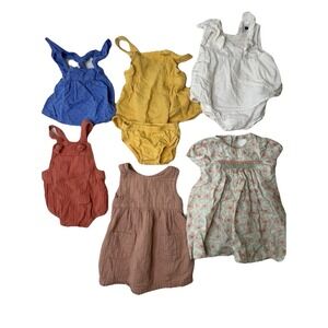 Lot of 6 Baby Girl Outfits 7 Pieces Mixed Brands 6-9M 9M Summer